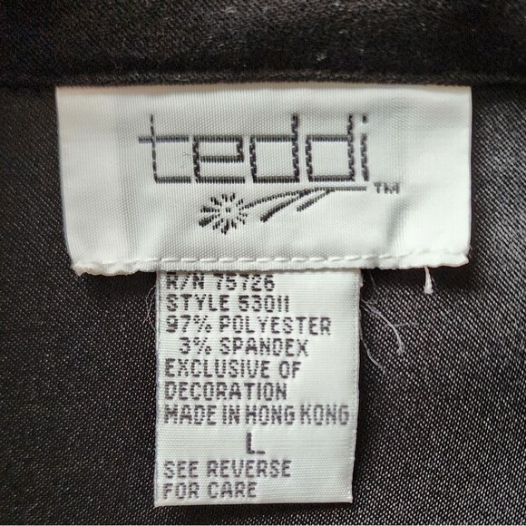 Vintage Teddi Women's Large Black with Embroidered Leaves Blouse - Picture 4 of 6